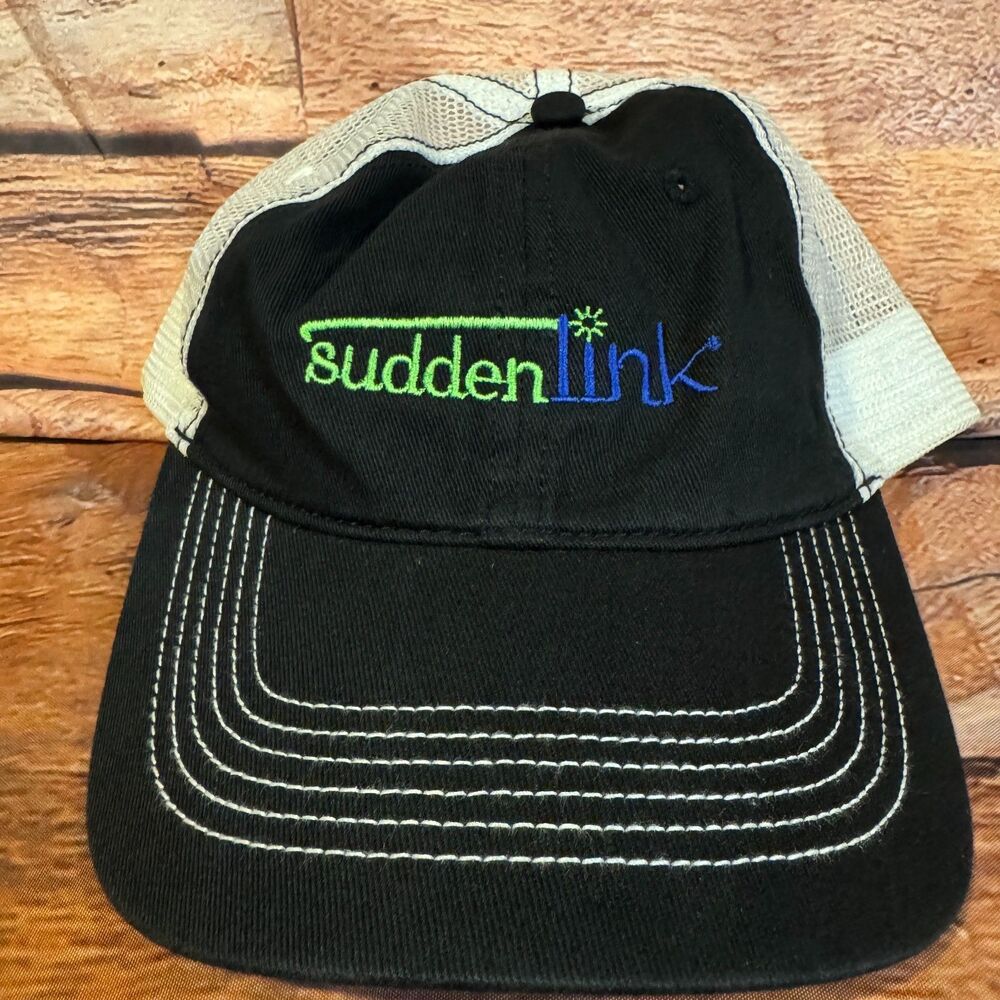 District Suddenlink Trucker Hat Mens Black White Mesh Embroidered Cap DT607 OSFA